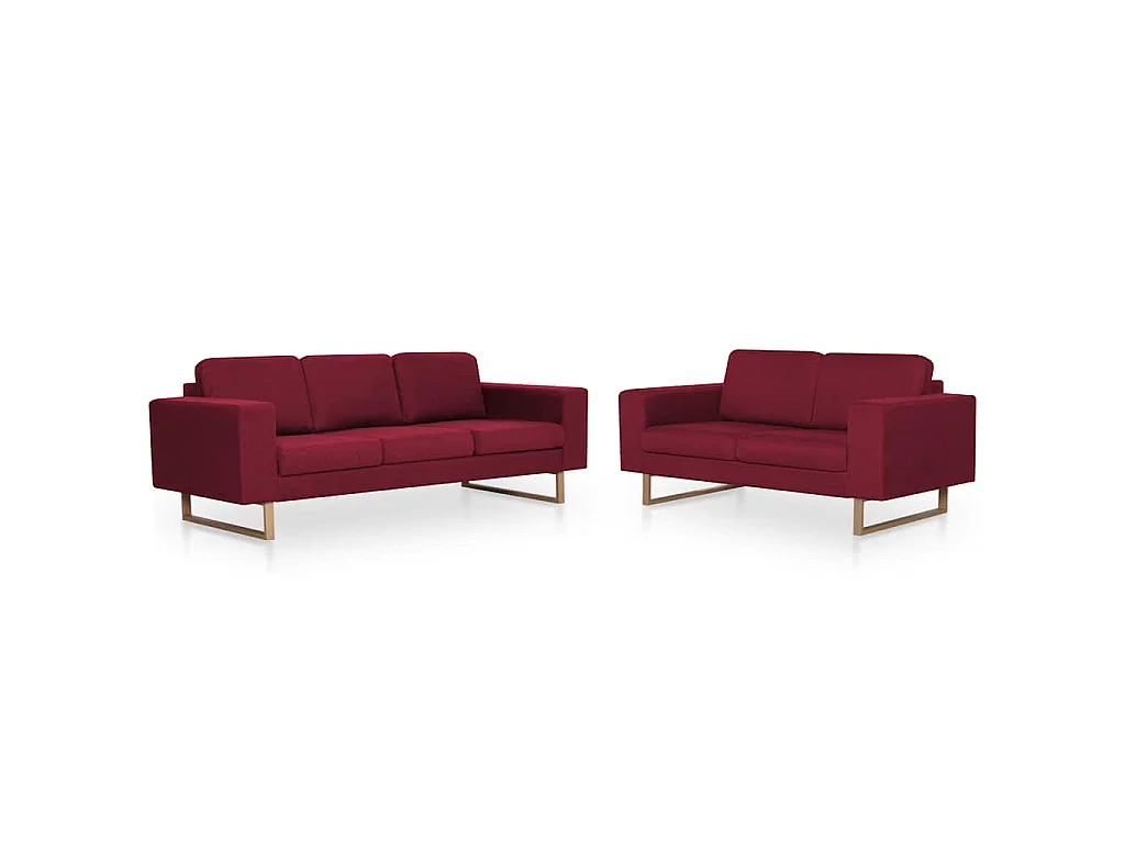Ensemble de canapé 2 pcs Tissu Rouge bordeaux
