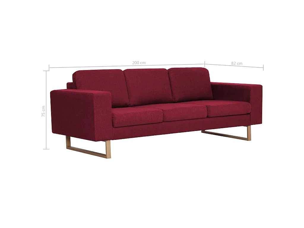 Ensemble de canapé 2 pcs Tissu Rouge bordeaux