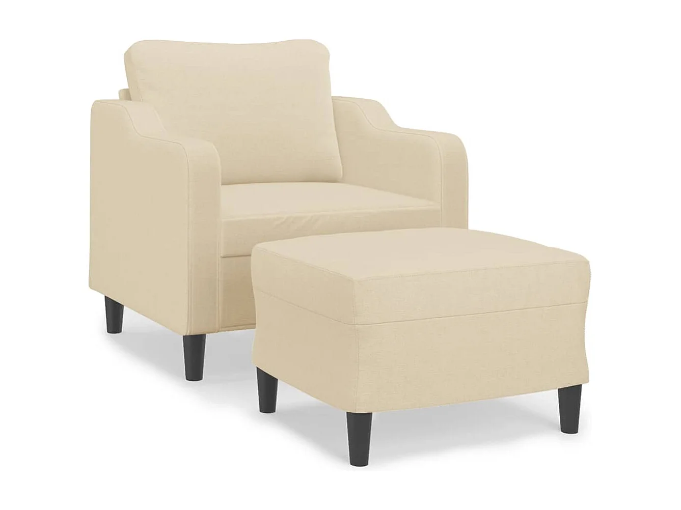Sillón con taburete tela crema 60 cm