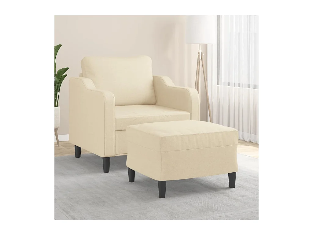 Fauteuil avec repose-pied Crème 60 cm Tissu