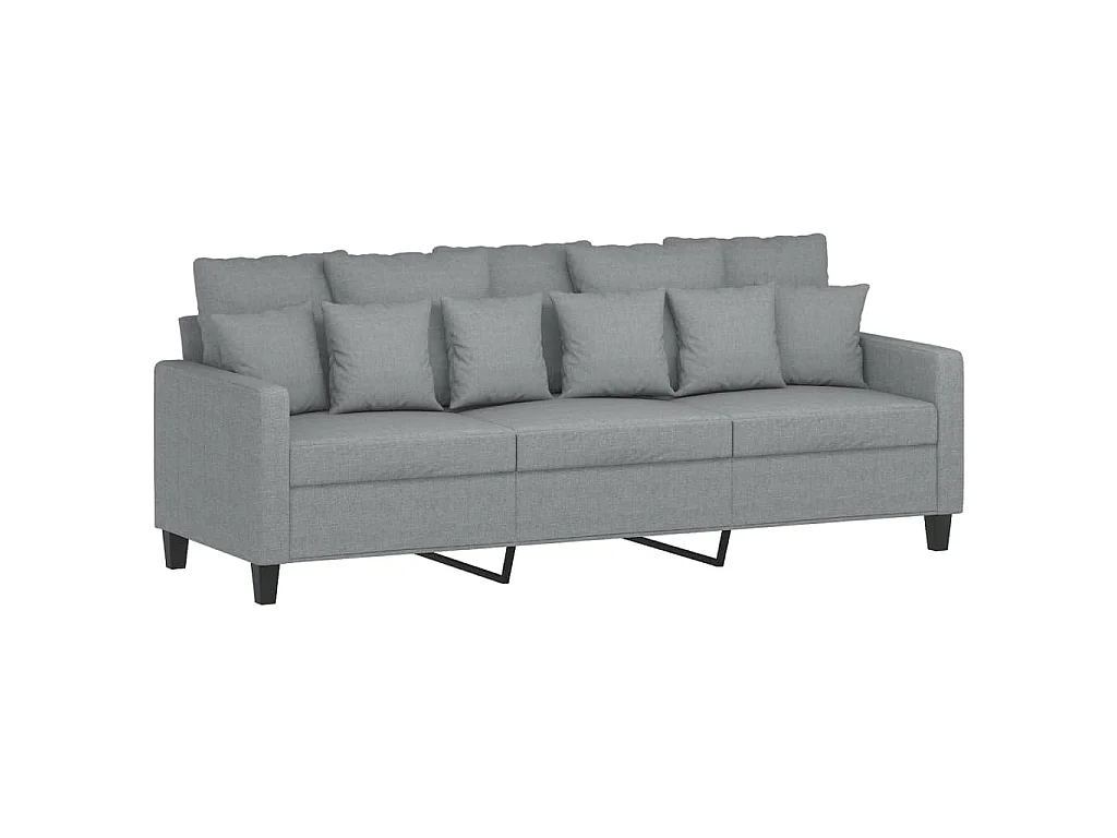 Set Divani 3 pz con Cuscini Grigio Chiaro in Tessuto