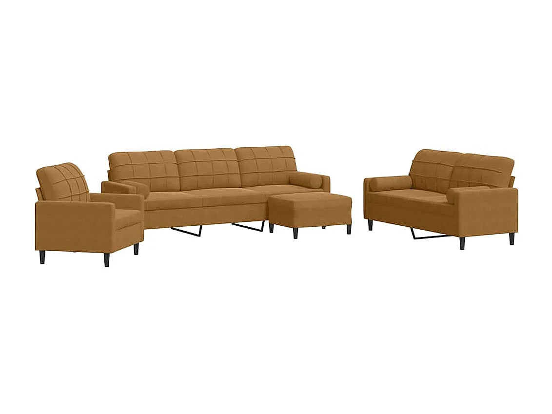 4-delige Loungeset met kussens en bolsters fluweel bruin