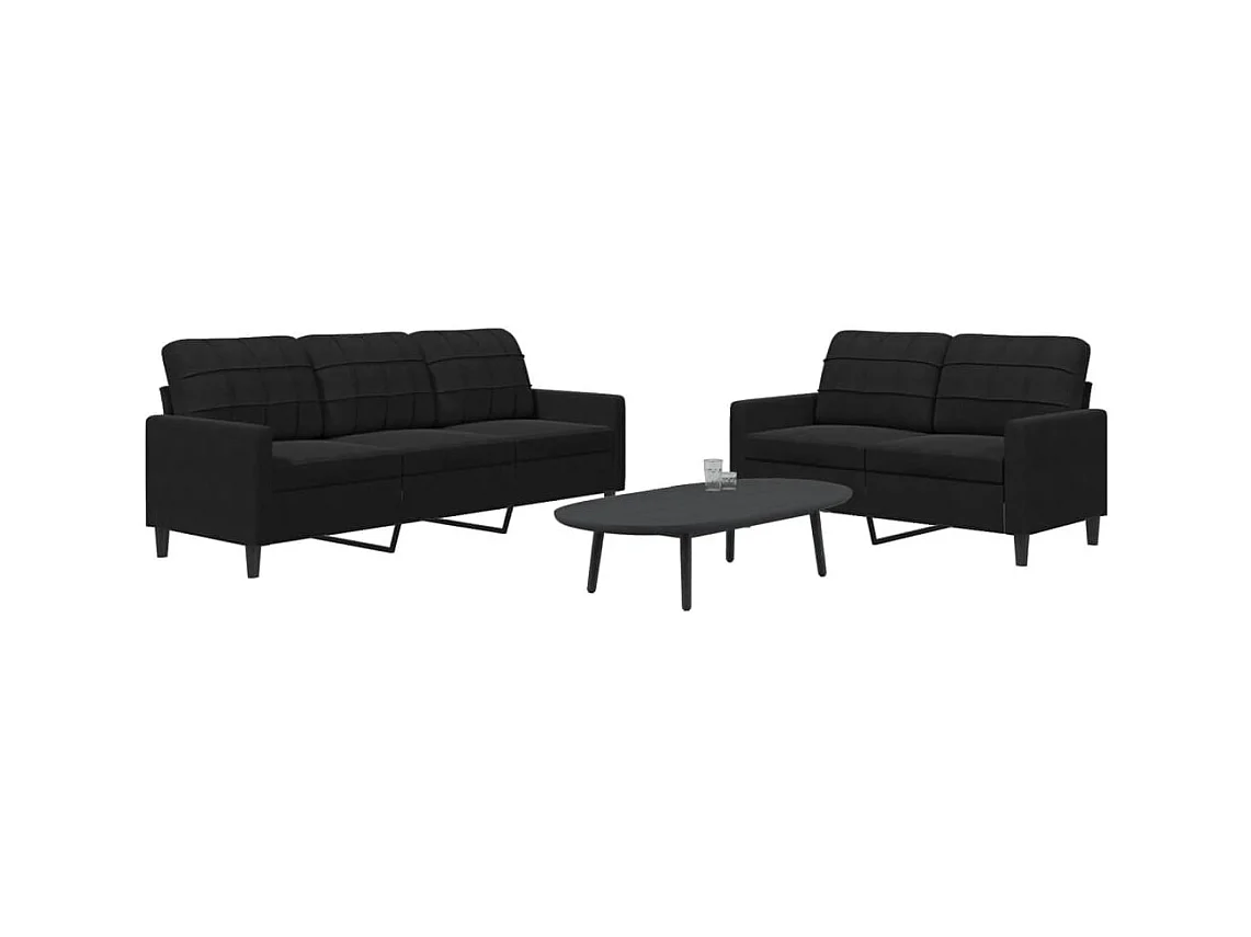 Ensemble de canapés 2 pcs avec coussins Noir Velours
