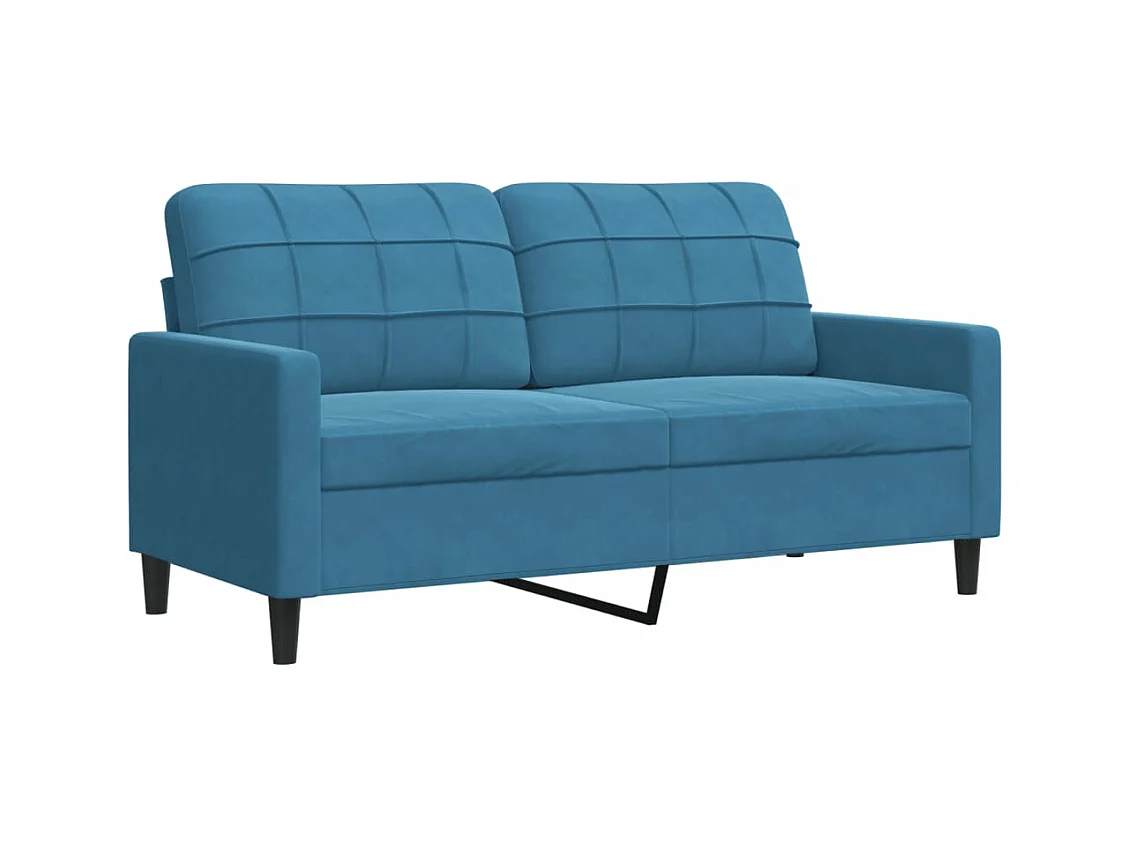 Ensemble de canapés 3pcs et coussins et traversins bleu velours