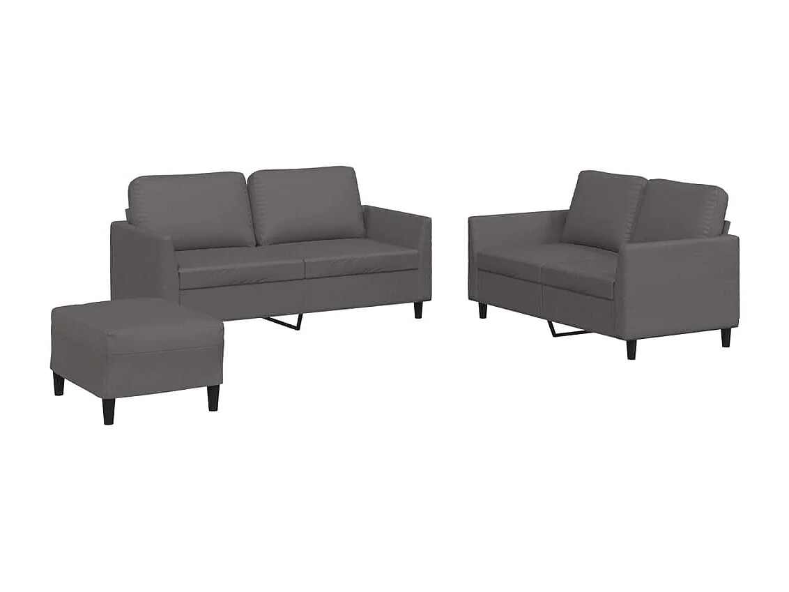 Ensemble de canapés 3 pcs avec coussins Gris Similicuir