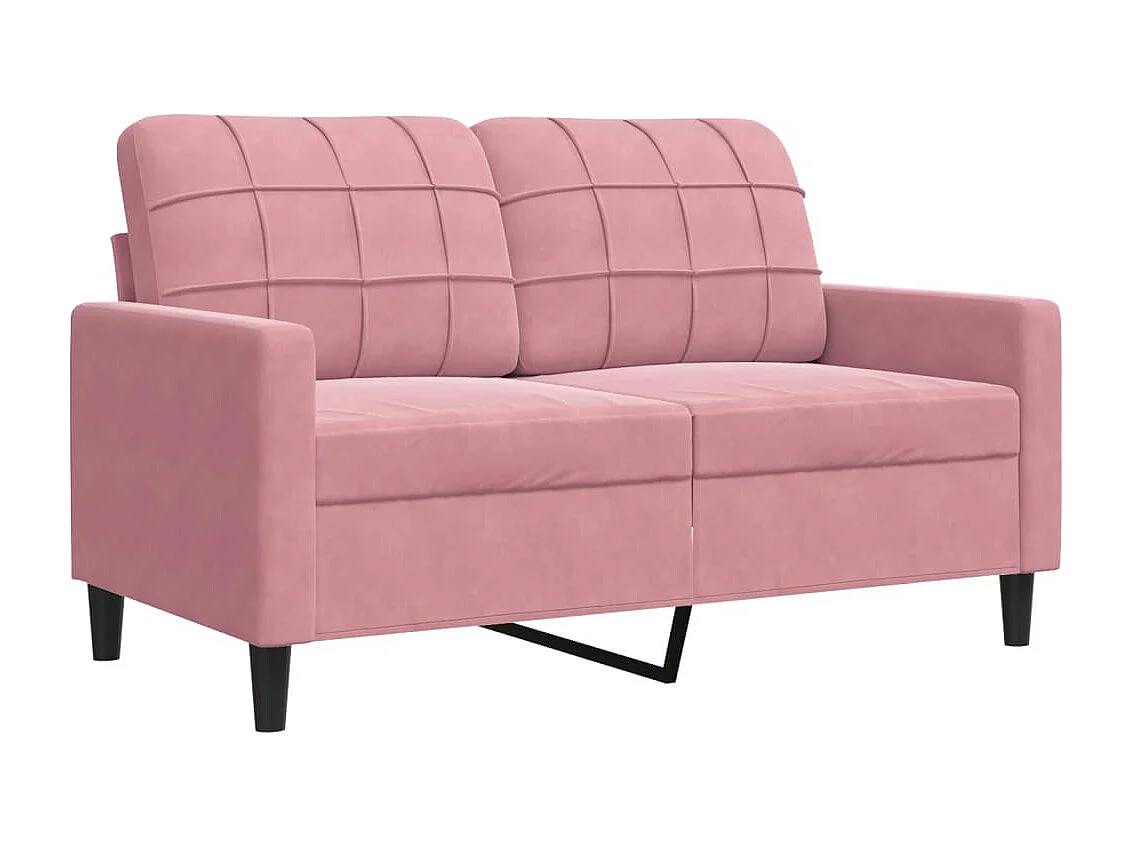 2-tlg. Sofagarnitur mit Kissen und Nackenrollen Rosa Samt