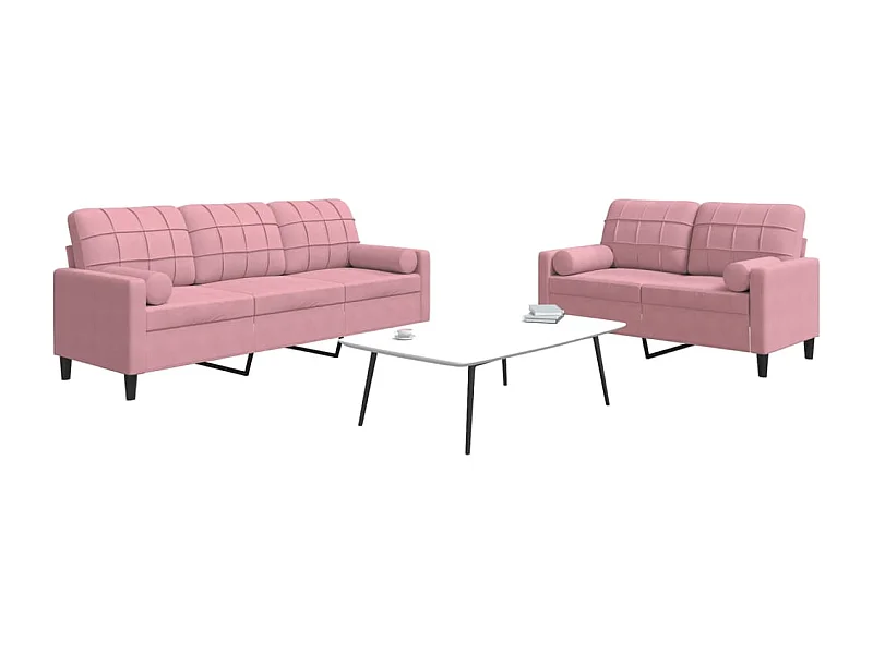 Juego de sofás con cojines 2 piezas terciopelo rosa