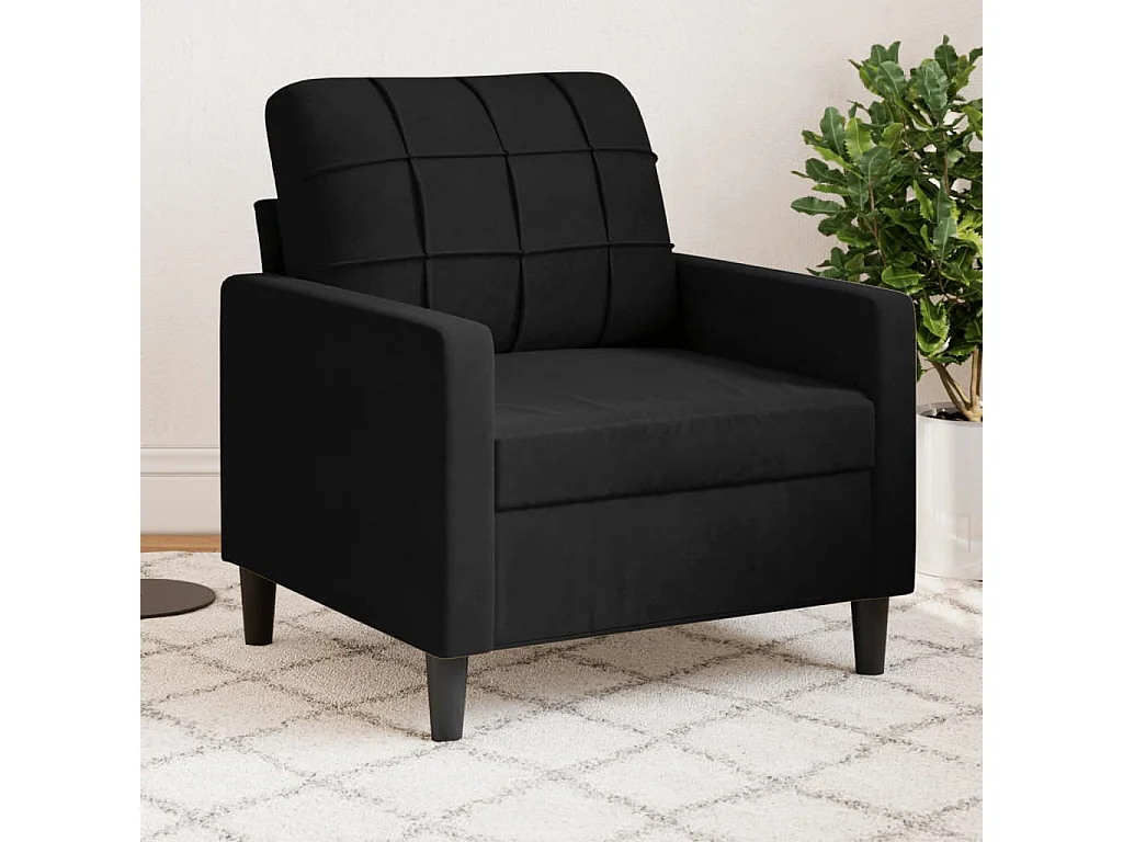 Poltrona Nero 60 cm Velluto