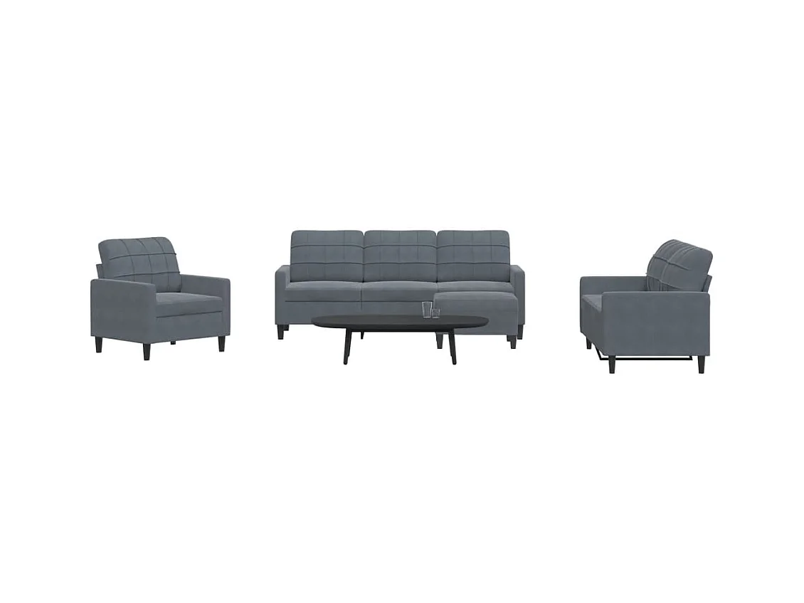 Ensemble de canapés 4 pcs avec coussins Gris foncé Velours