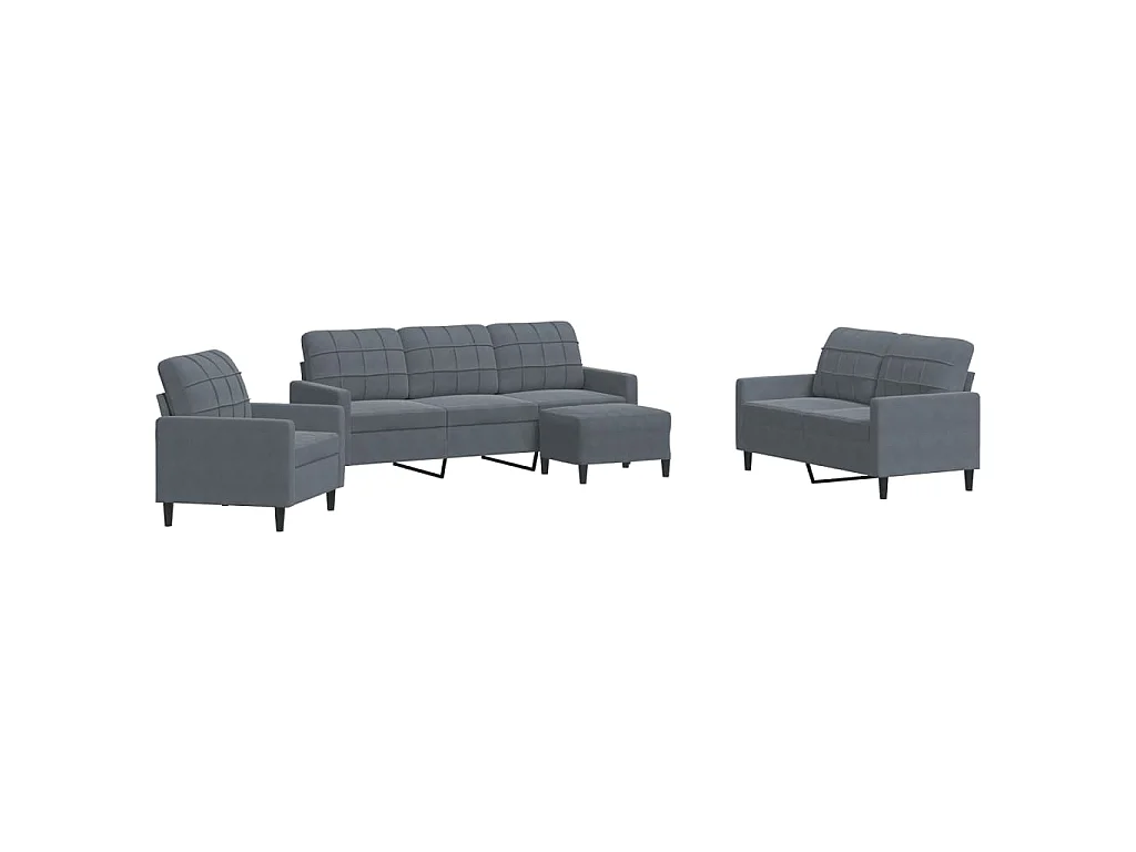 Ensemble de canapés 4 pcs avec coussins Gris foncé Velours