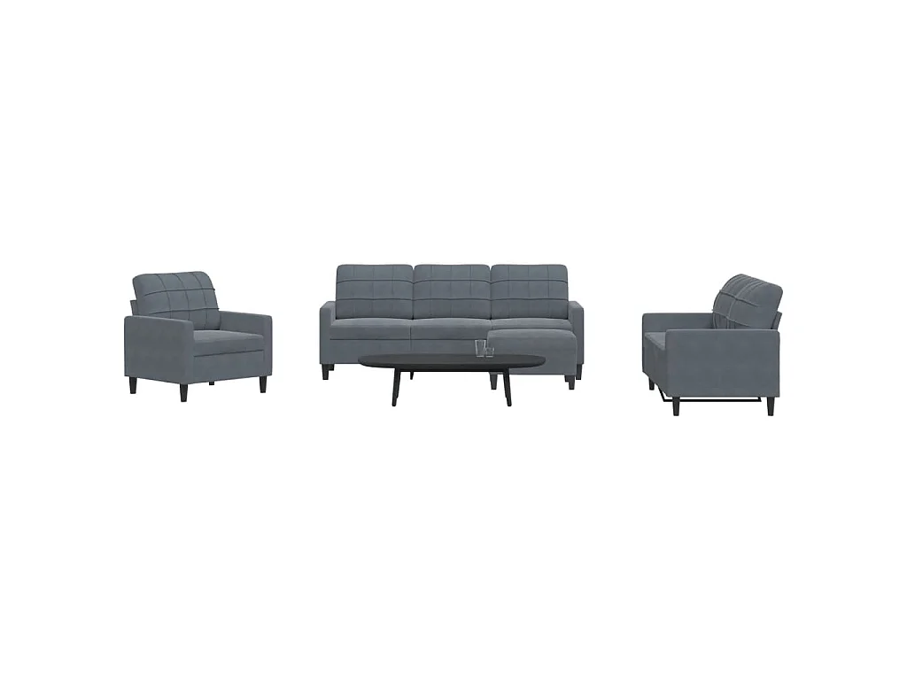 Ensemble de canapés 4 pcs avec coussins Gris foncé Velours