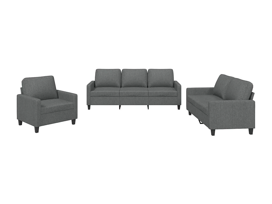 Ensemble de canapés 3 pcs avec coussins Gris foncé Tissu