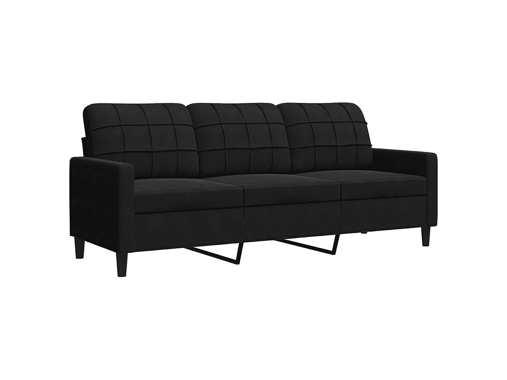Ensemble de canapés 3pcs et coussins et traversins noir velours