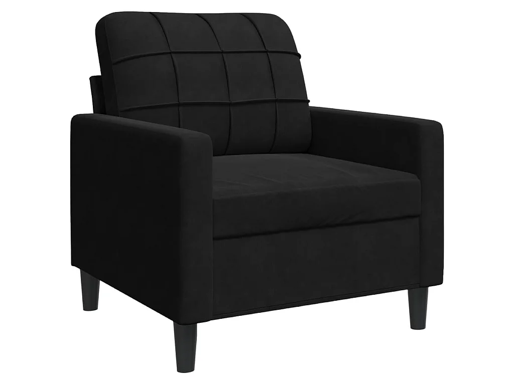 4-tlg. Sofagarnitur mit Kissen und Nackenrollen Schwarz Samt