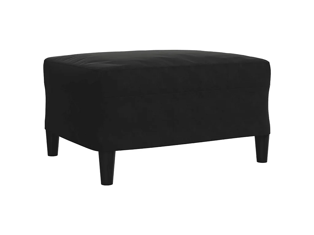 4-tlg. Sofagarnitur mit Kissen und Nackenrollen Schwarz Samt