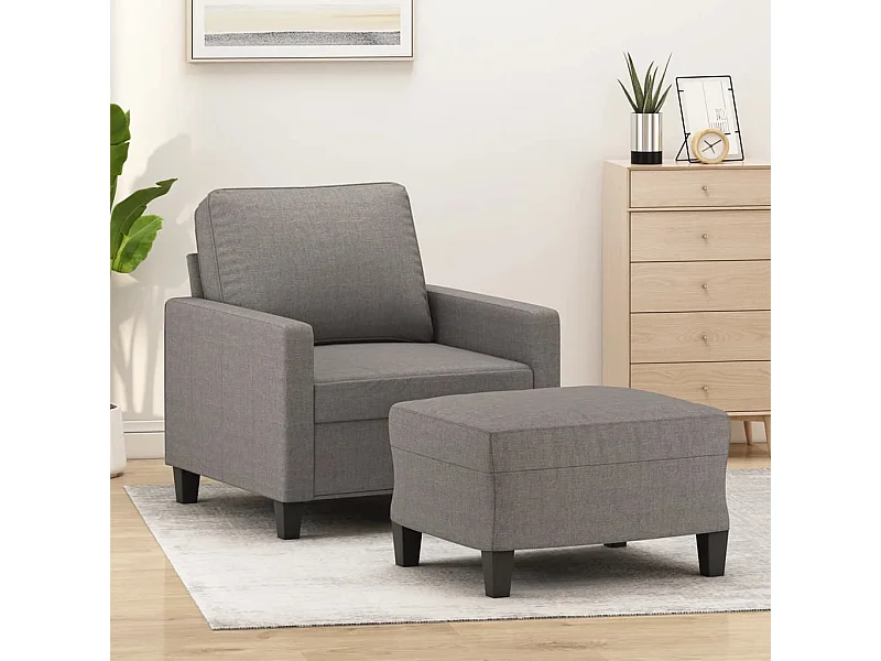 Fauteuil avec repose-pied Taupe 60 cm Tissu