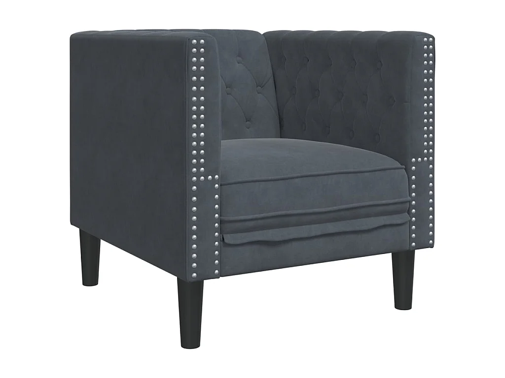 Fauteuil Chesterfield gris foncé velours