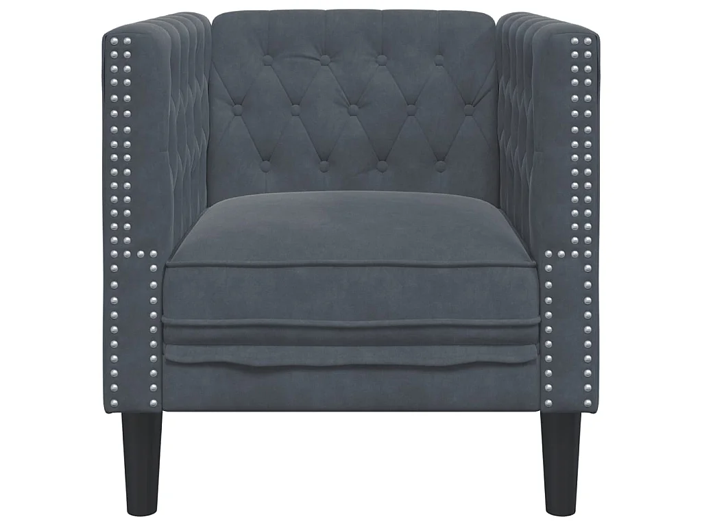 Fauteuil Chesterfield gris foncé velours
