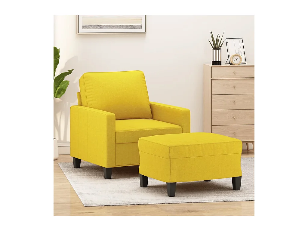 Fauteuil avec repose-pied Jaune clair 60 cm Tissu