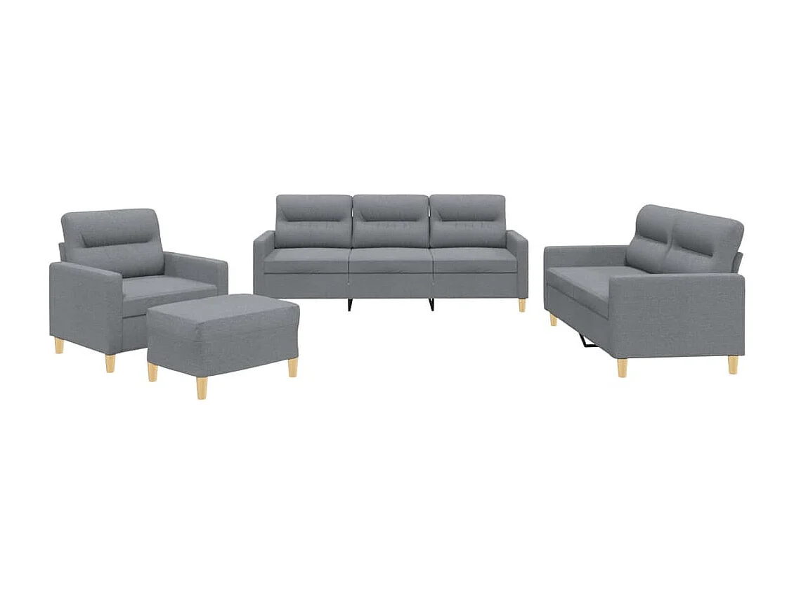 Ensemble de canapés 4 pcs avec coussins Gris clair Tissu