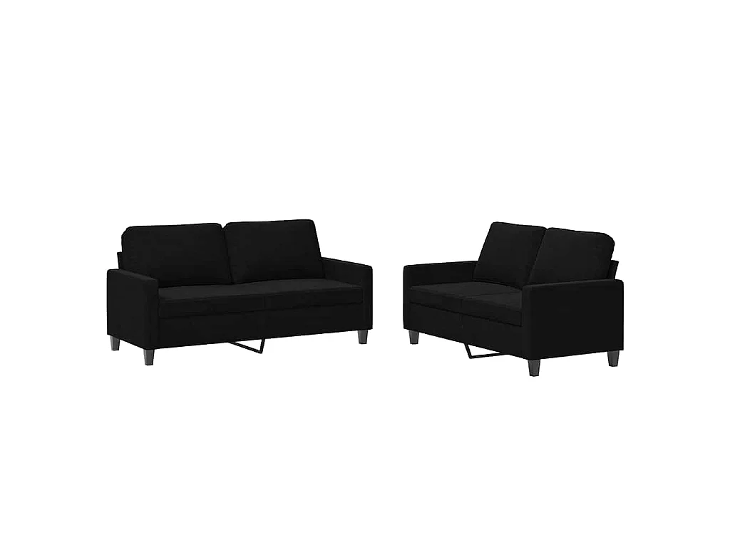 Ensemble de canapés 2 pcs avec coussins Noir Velours