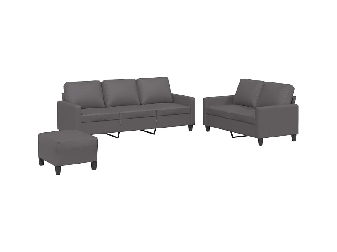 Ensemble de canapés 3 pcs avec coussins Gris Similicuir