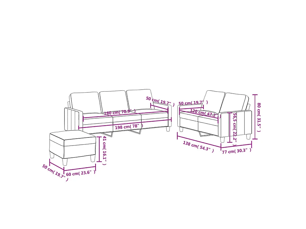 3 pcs conjunto de sofás c/ almofadões couro artificial cinzento