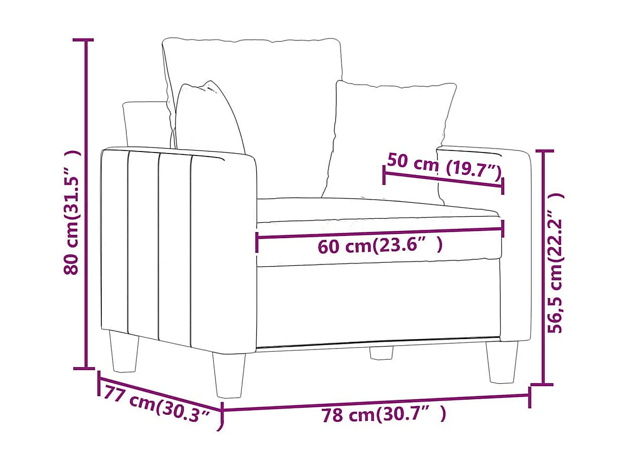 Fauteuil Jaune clair 60 cm Tissu