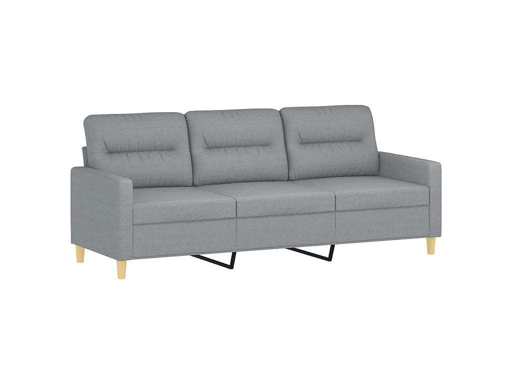 Set Divani 3 pz con Cuscini Grigio Chiaro in Tessuto