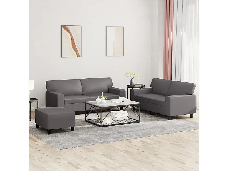 3-delige Loungeset kunstleer grijs