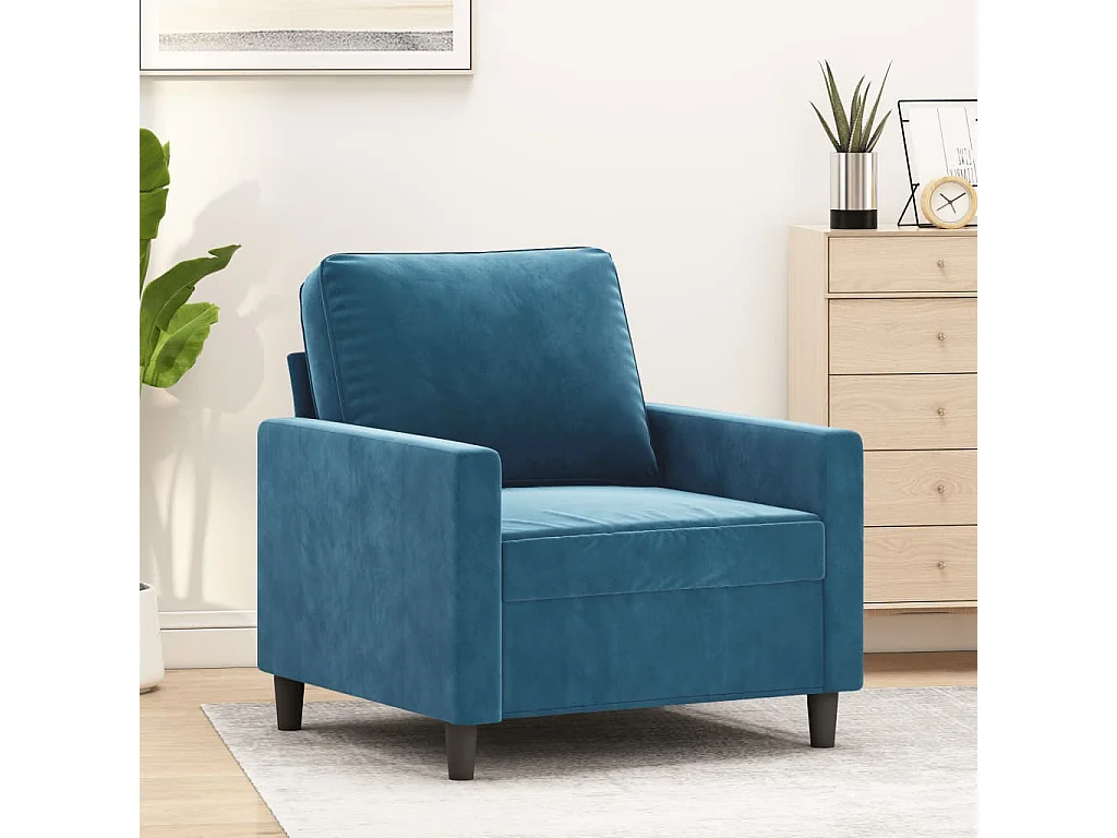 Fauteuil Bleu 60 cm Velours