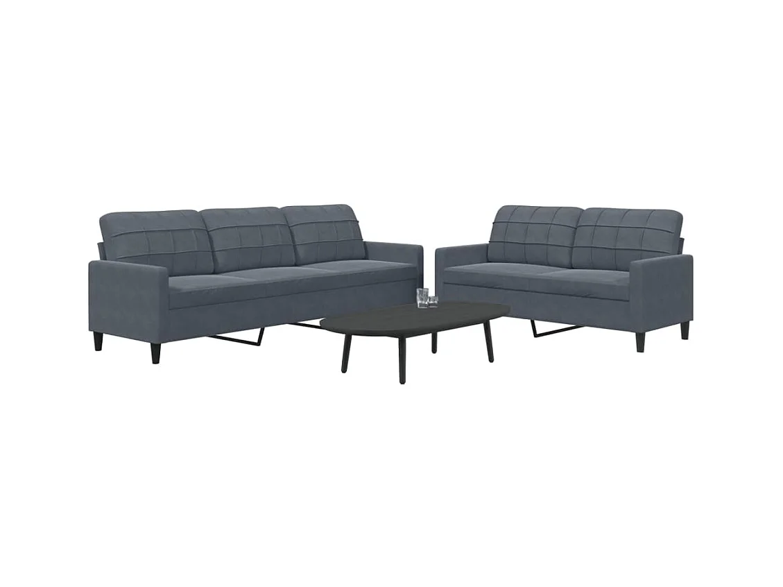 Ensemble de canapés 2 pcs avec coussins Gris foncé Velours