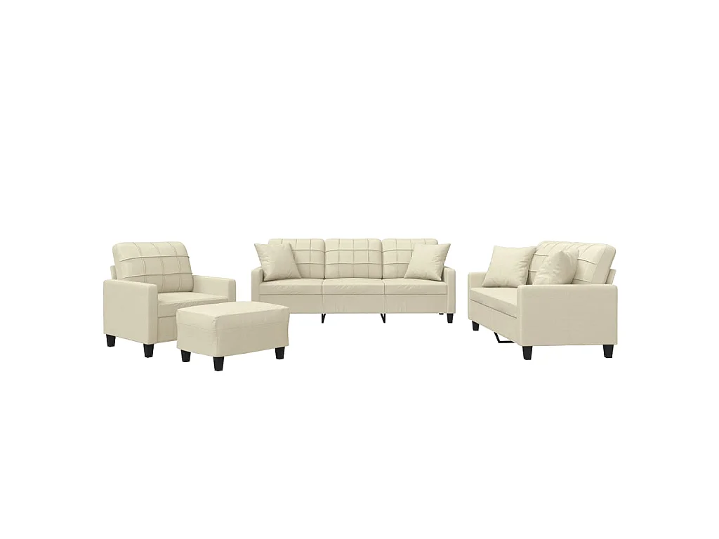4-delige Loungeset met kussens kunstleer crèmekleurig