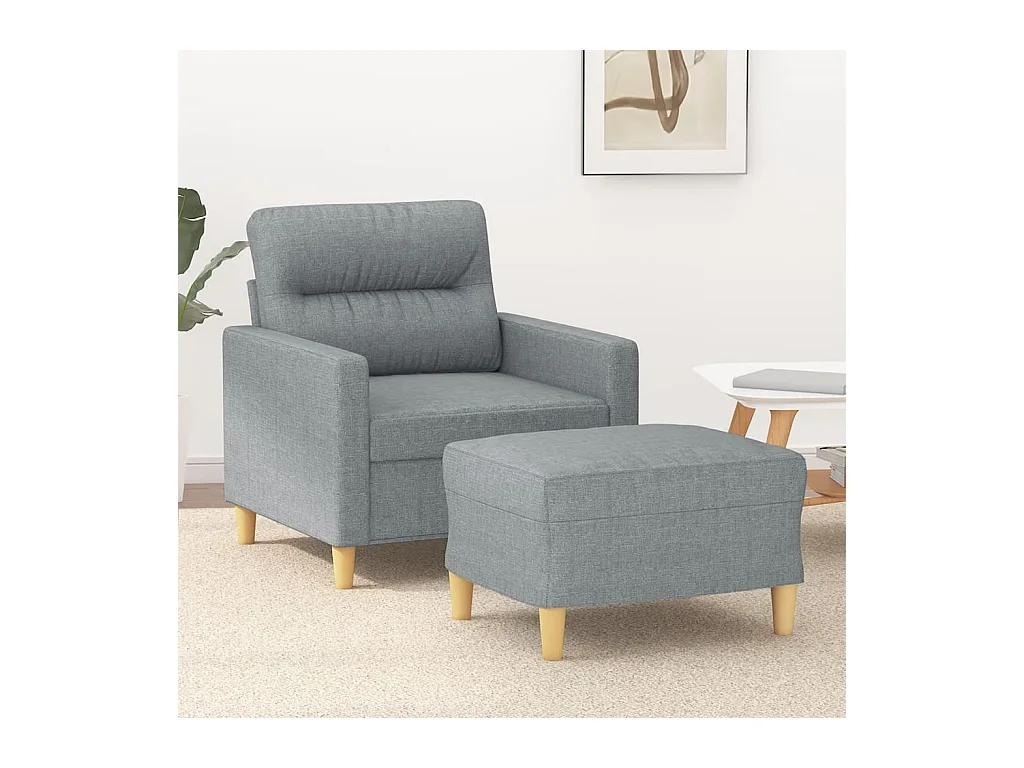 Fauteuil met voetenbank 60 cm stof lichtgrijs