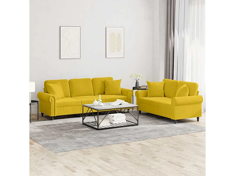 2-delige Loungeset met kussens fluweel geel