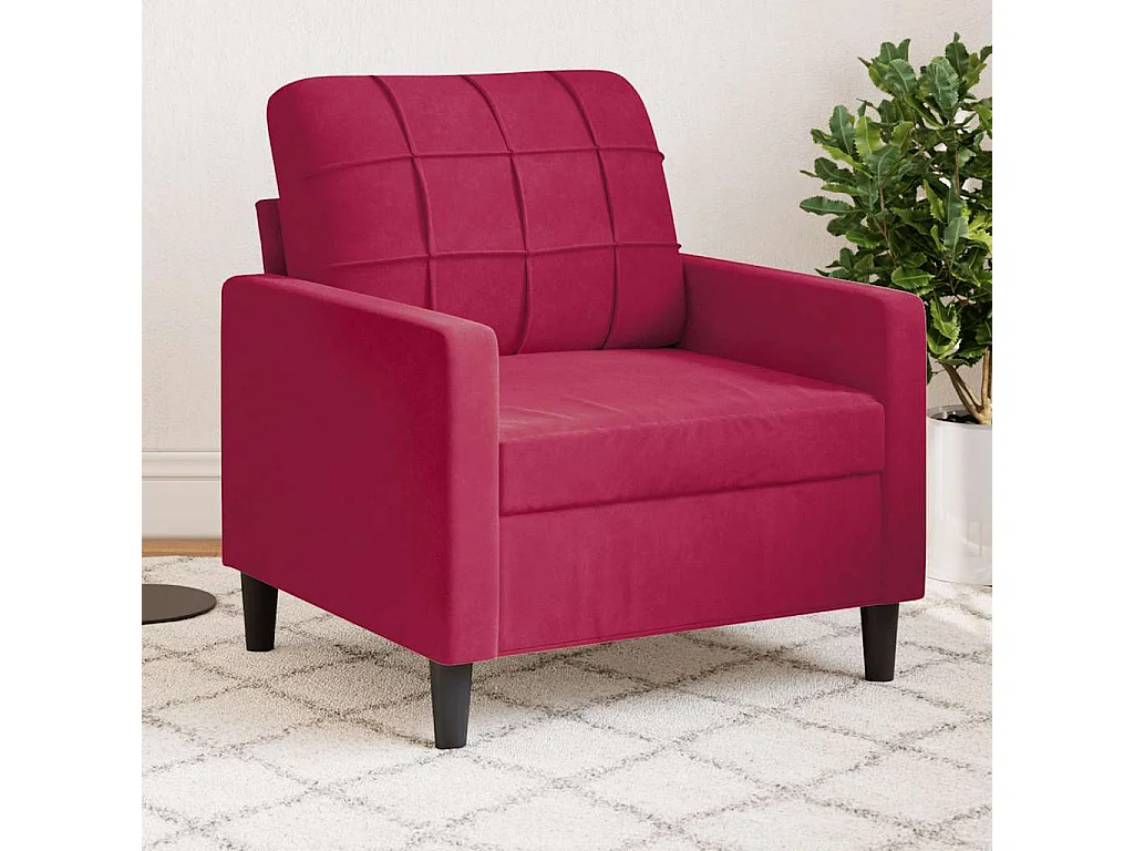 Fauteuil Rouge bordeaux 60 cm Velours