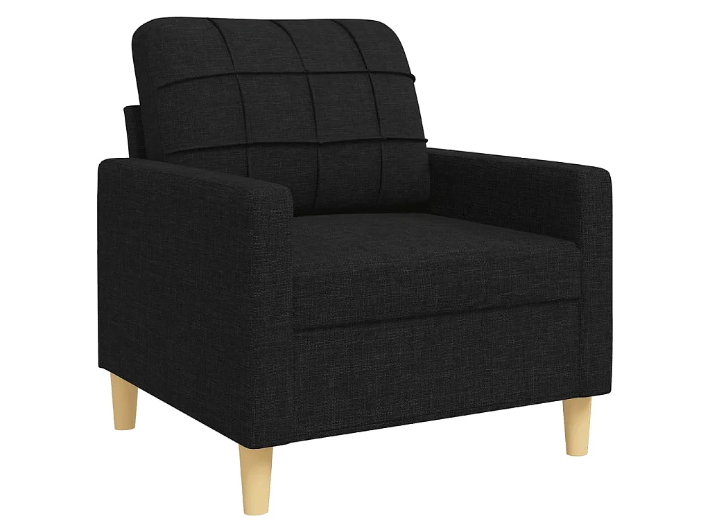Set Divani 4 pz con Poggiapiedi e Cuscini Nero in Tessuto