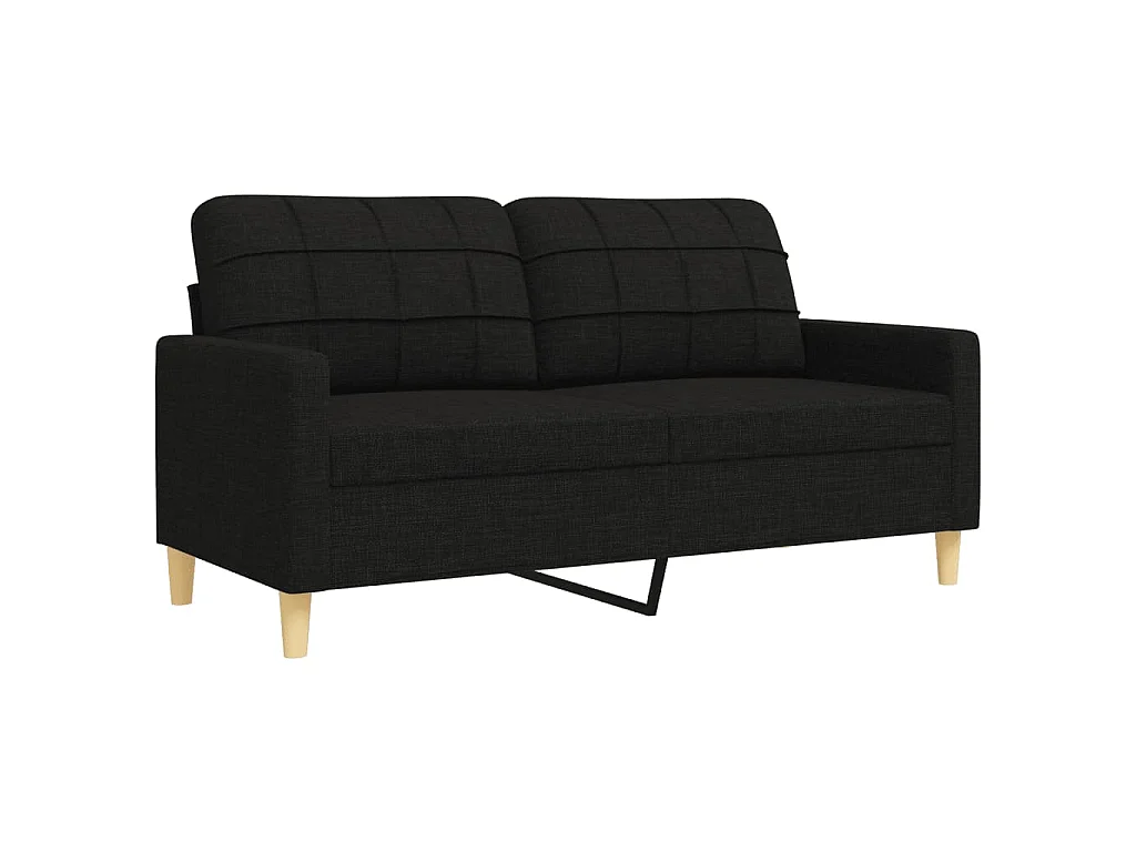 Set Divani 4 pz con Poggiapiedi e Cuscini Nero in Tessuto