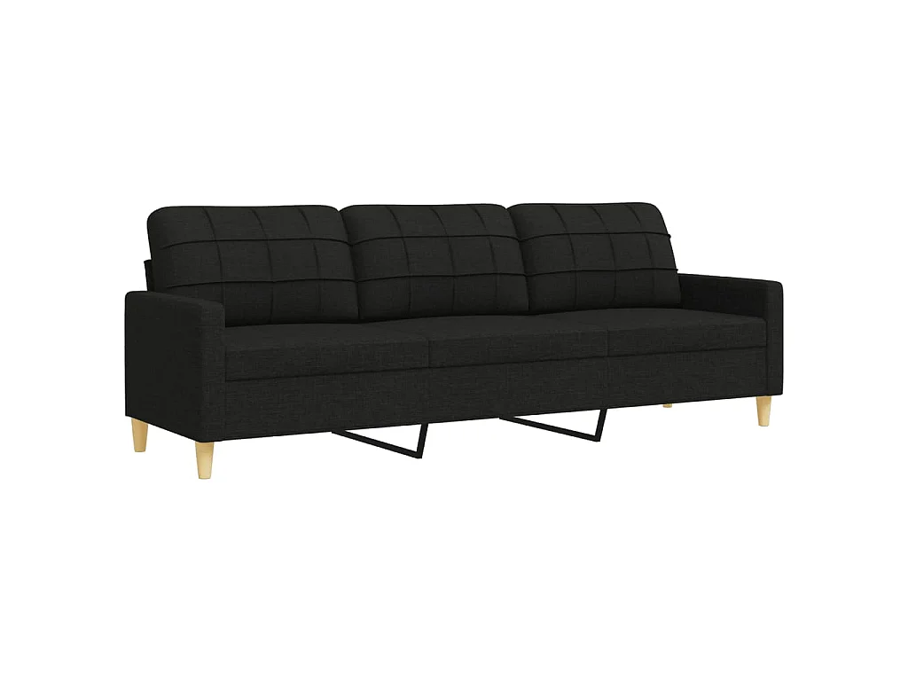 Set Divani 4 pz con Poggiapiedi e Cuscini Nero in Tessuto
