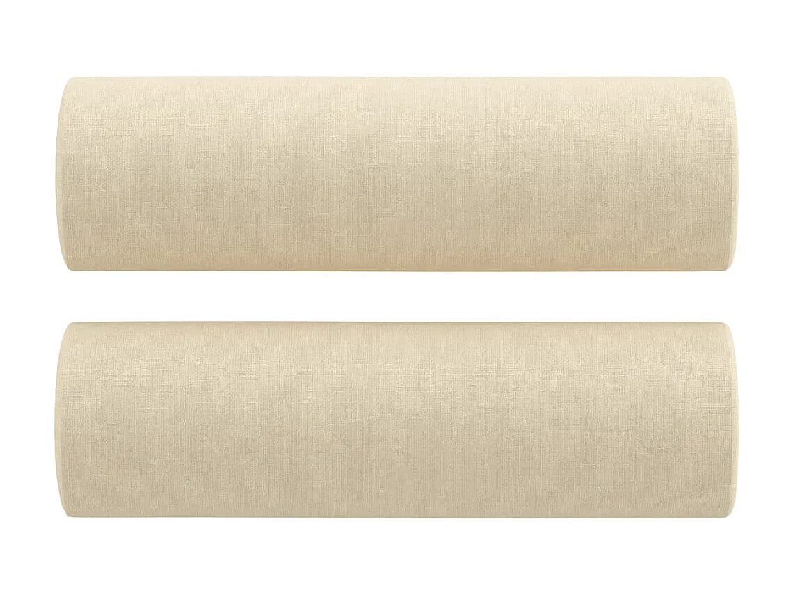 2-tlg. Sofagarnitur mit Kissen Creme Stoff