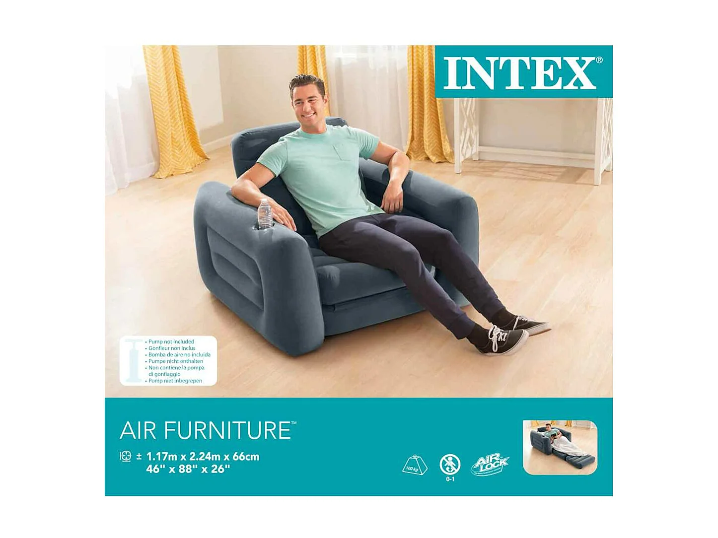 Chaise coulissante 117x224x66 cm Gris foncé