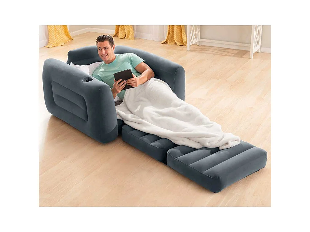 Sillón cama extraíble gris oscuro 117x224x66 cm