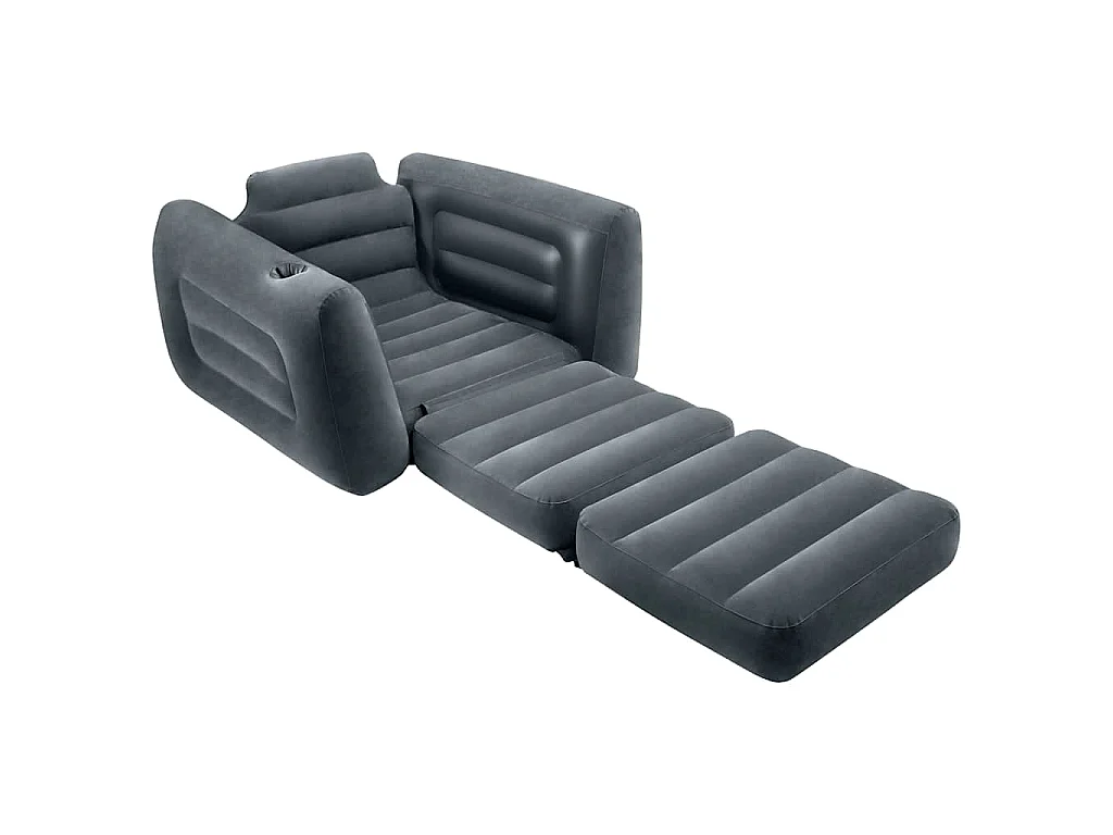 Sillón cama extraíble gris oscuro 117x224x66 cm