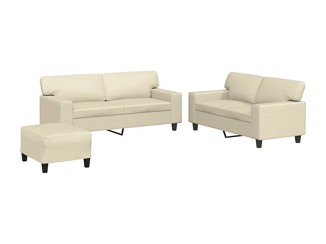 3-delige Loungeset kunstleer crèmekleurig