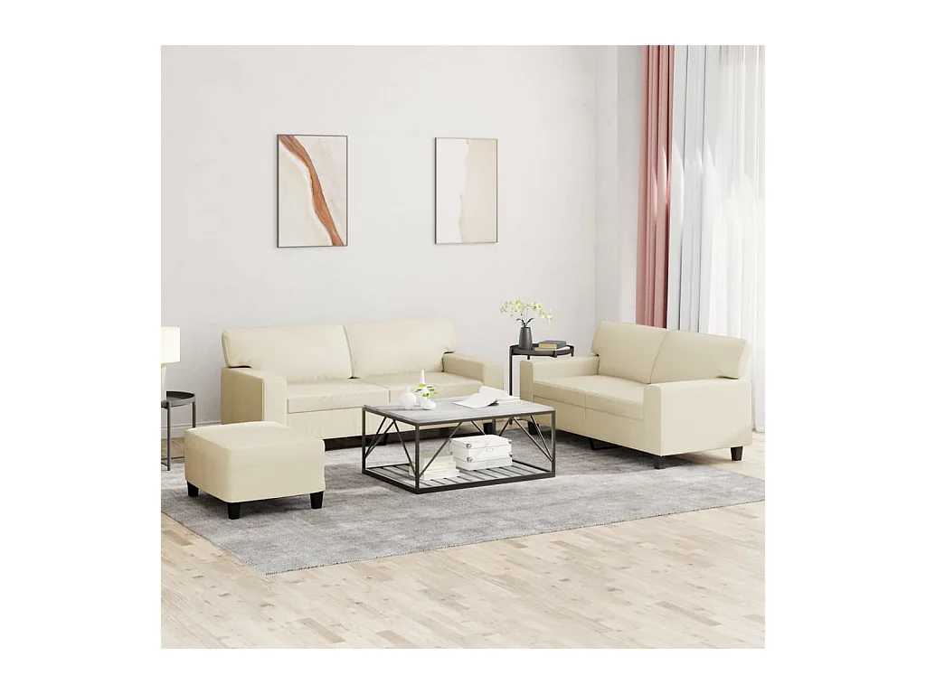Ensemble de canapés 3 pcs crème similicuir