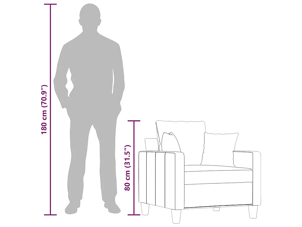 Fauteuil Gris clair 60 cm Tissu