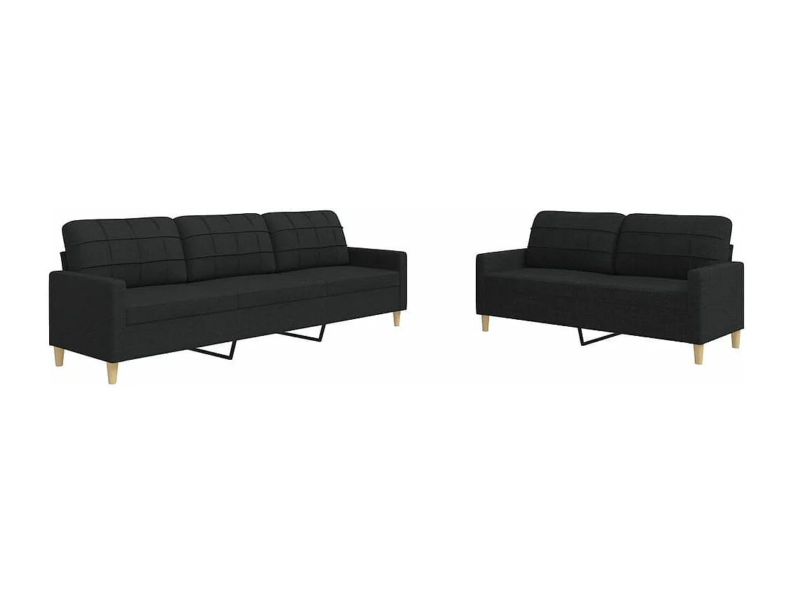 Ensemble de canapés 2 pcs noir tissu