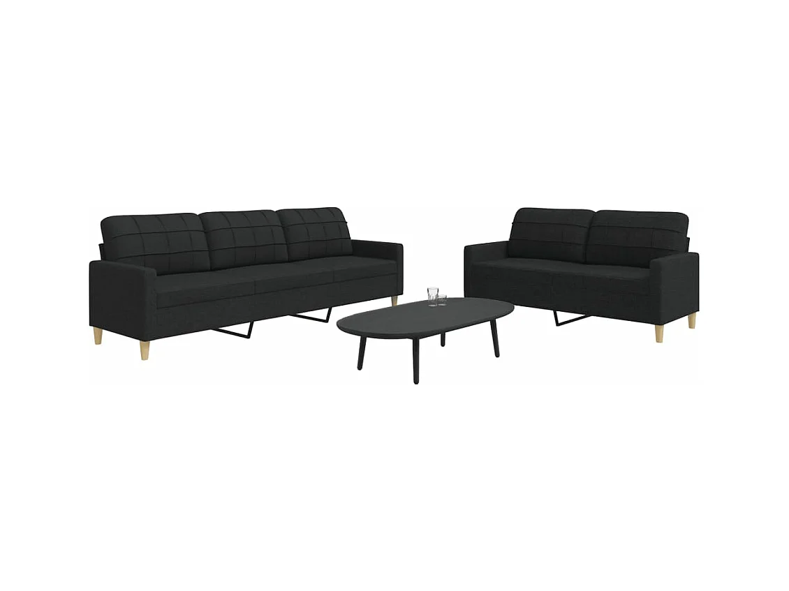 Ensemble de canapés 2 pcs noir tissu