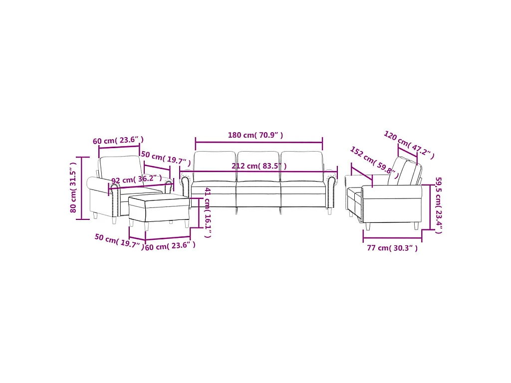 4-delige Loungeset met kussens fluweel lichtgrijs
