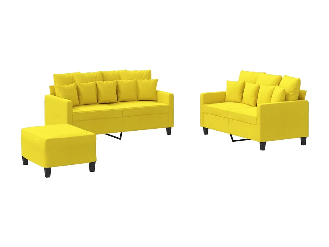 3-delige Loungeset met kussens stof lichtgeel